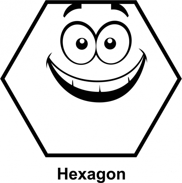 Hexagon Cartoon Face coloring page image