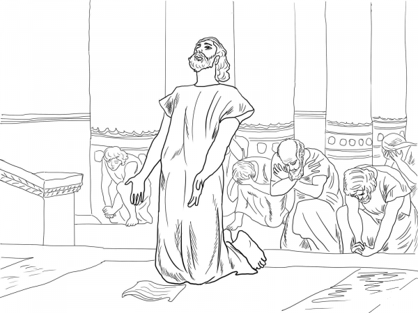 Hezekiah Praying to God coloring page image