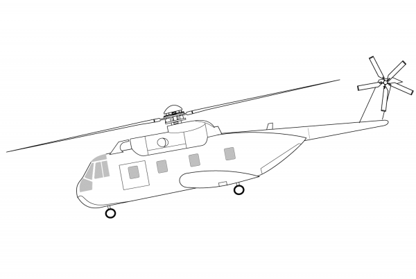 HH-3F Pelican Helicopter coloring page image