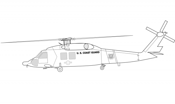 HH-60J US Coast Guard Helicopter coloring page image