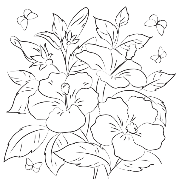 Hibiscus coloring page image