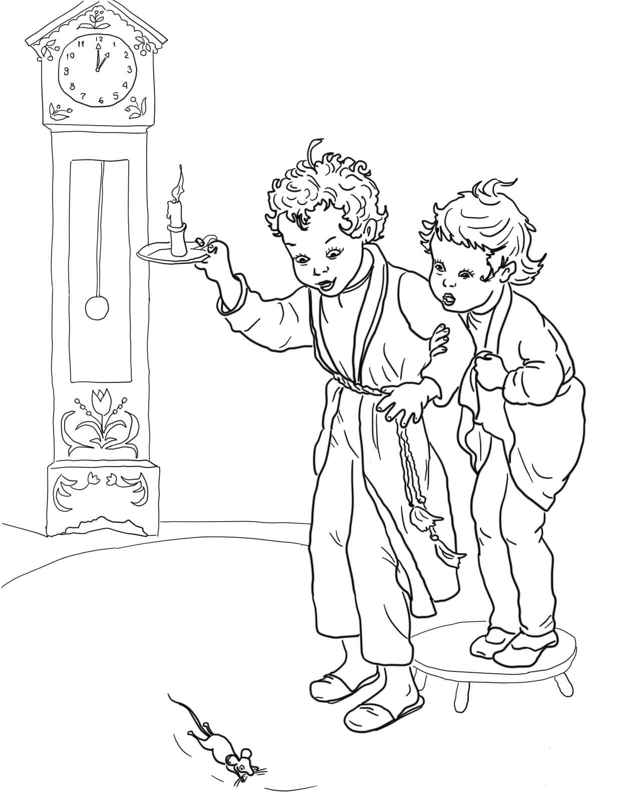 Hickory Dickory Dock Coloring Page Colouringpages