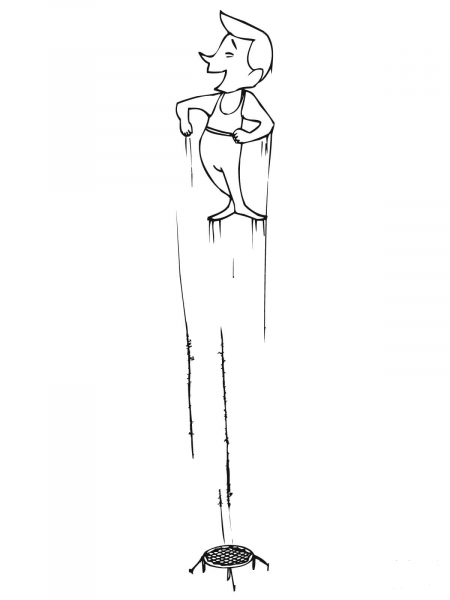 High Jump on Trampoline coloring page image