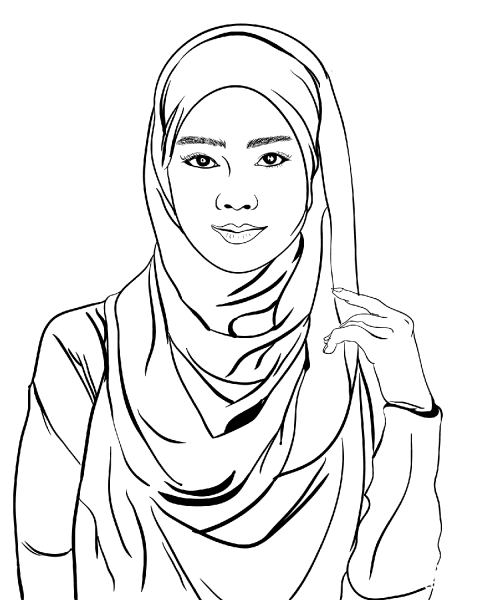 Hijab Girl coloring page image