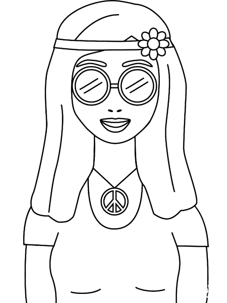 Hippie coloring page image