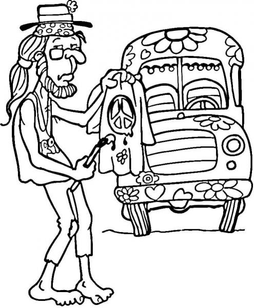 Hippie Man  coloring page image