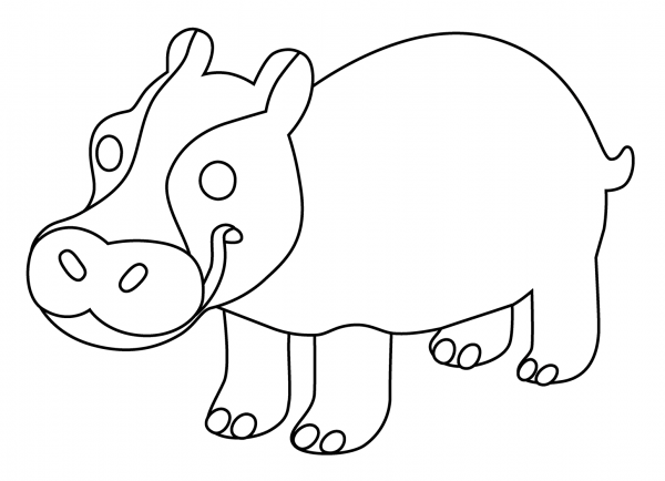 Hippopotamus Emoji coloring page image