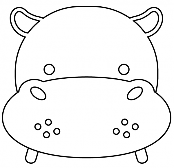 Hippopotamus Emoji coloring page image