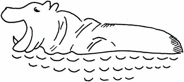 Hippopotamus In Water coloring page image