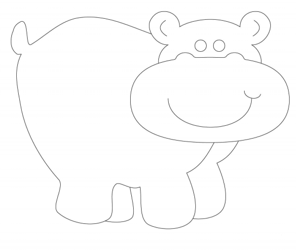 Hippopotamus Outline coloring page image