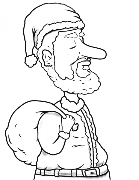 Hipster Santa coloring page image