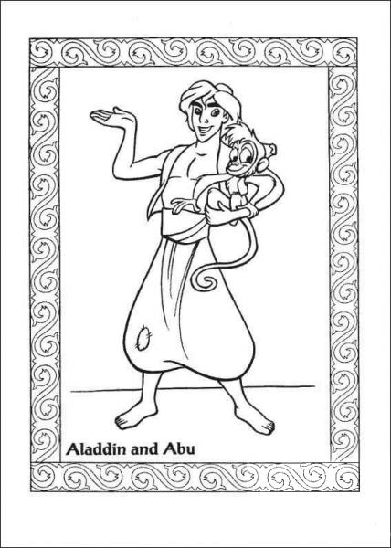 Aladdin And Abu  coloring page image