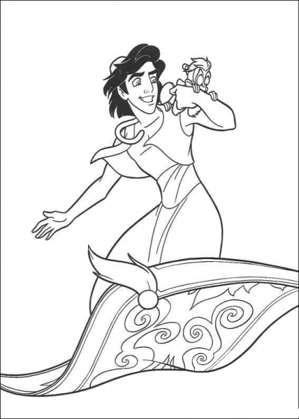 Aladdin And Monkey Abu coloring page image
