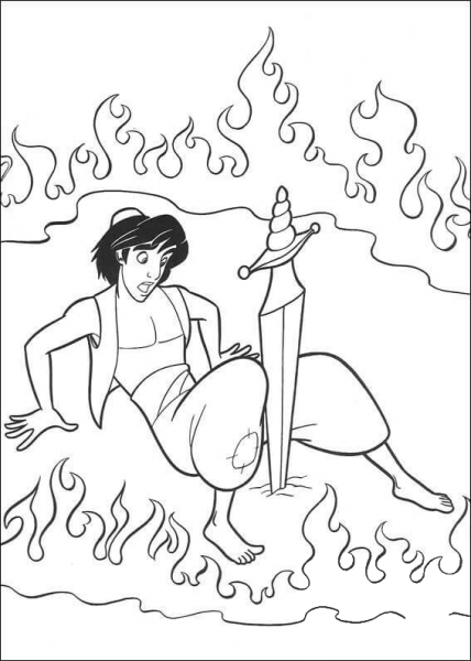 Aladdin and the sword  coloring page image