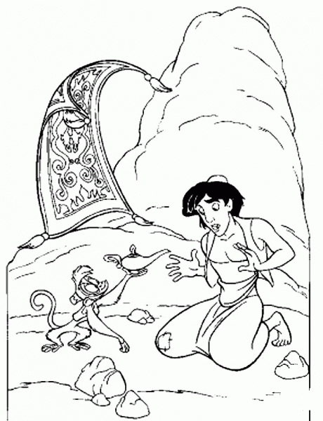 Aladdin Found the magic lamp  coloring page image