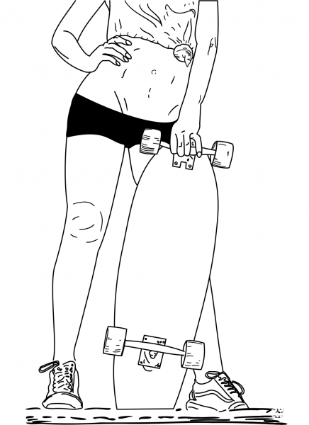 Alexa Censored Longboard coloring page image