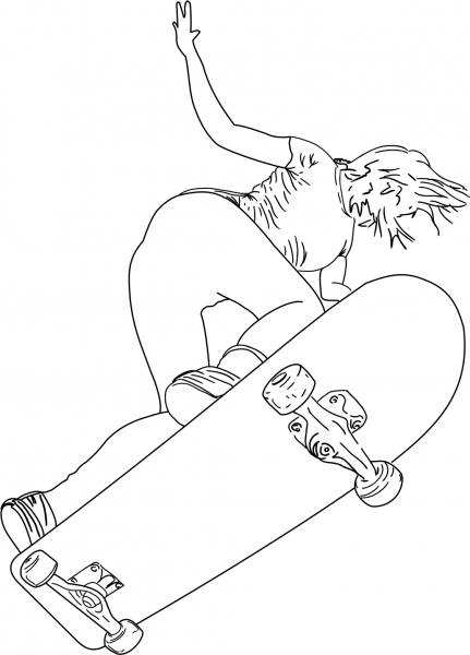 Alexa Skateboard coloring page image