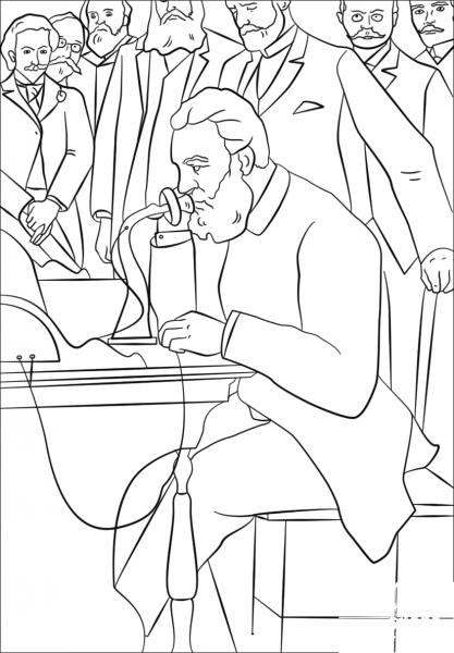 Alexander Graham Bell coloring page image
