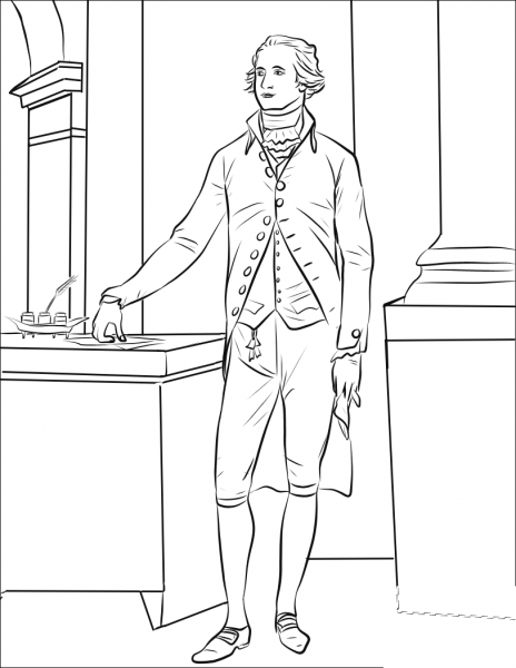 Alexander Hamilton coloring page image