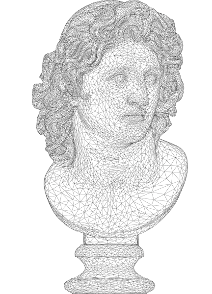 Alexander the Great Bust 3D Wireframe coloring page image