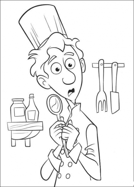 Alfredo Linguini Is Scared  coloring page image