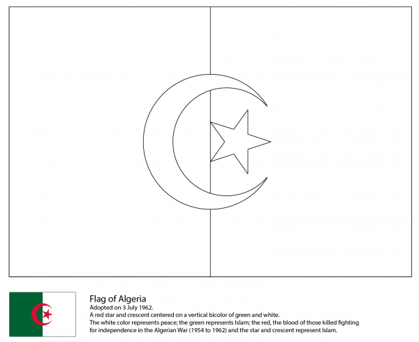 Algeria Flag  coloring page image
