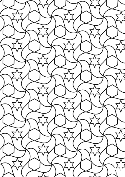 Alhambra Tessellations coloring page image