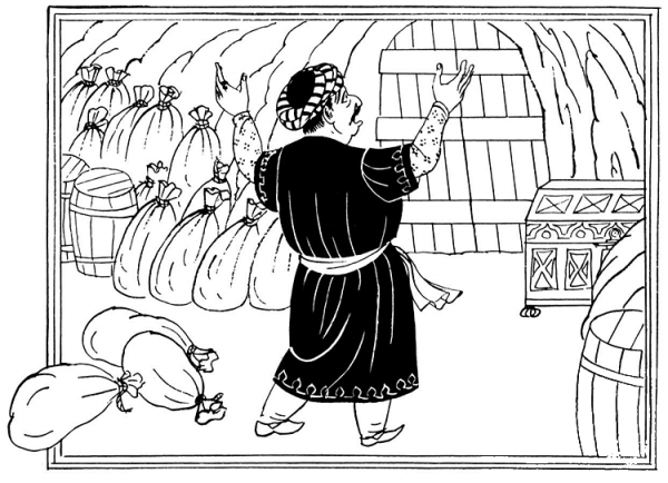 Ali Baba cave coloring page image
