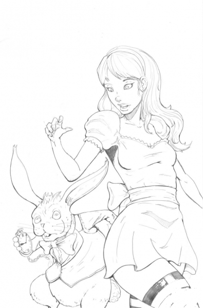 Alice in Wonderland Pin-up Style coloring page image