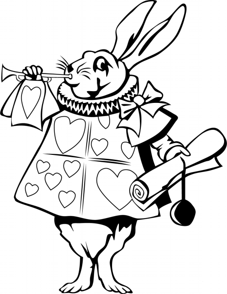Alice in Wonderland White Rabbit coloring page image