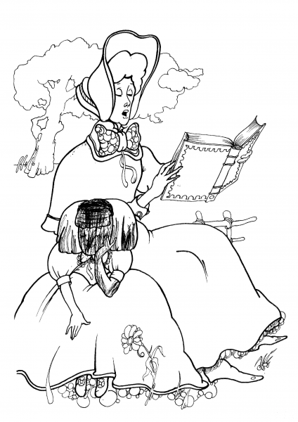 Alice Is Listening To Fairy Tale  coloring page image