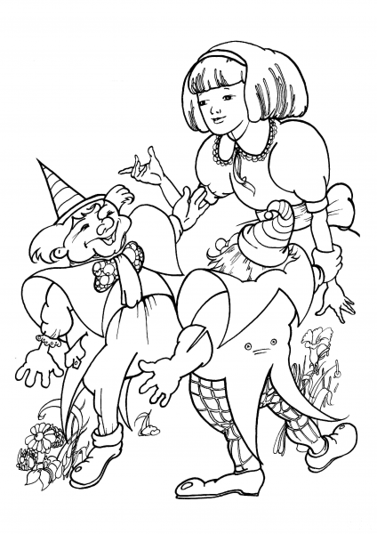 Alice Met Two Clowns  coloring page image