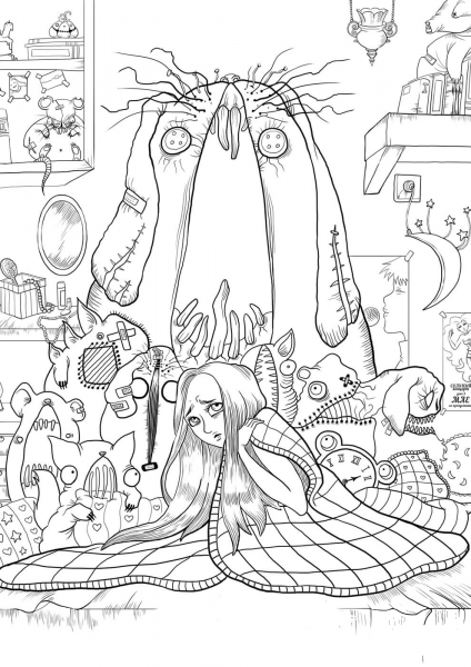 Alice’s Nightmare with Living Dead Dolls coloring page image