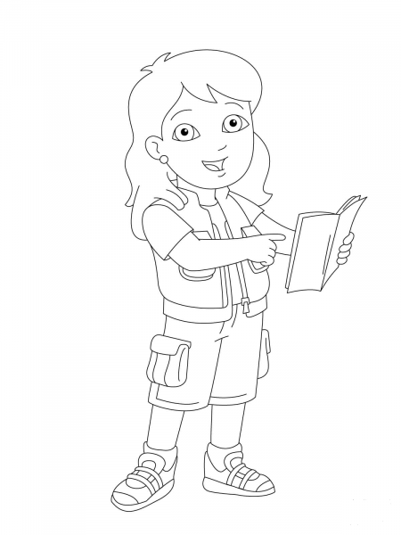 Alicia is Showing You Something in Her Book coloring page image