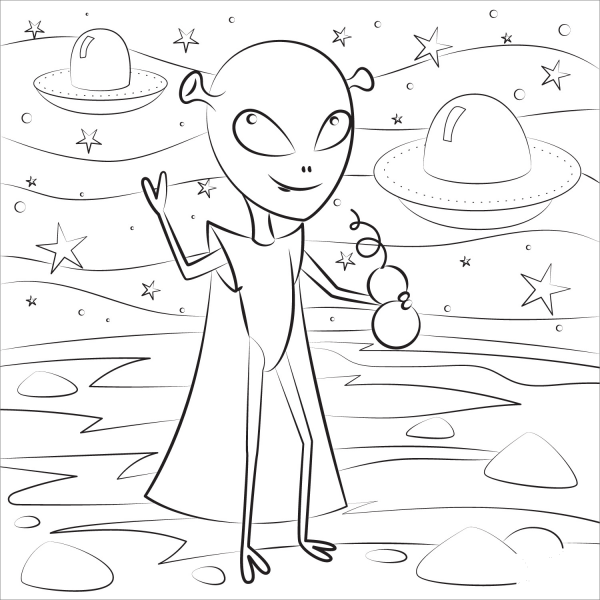 Alien coloring page image