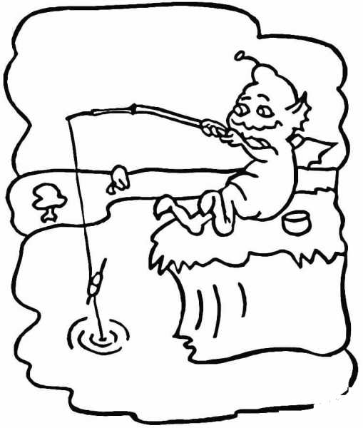 Alien Fishing  coloring page image