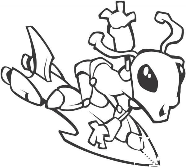 Alien Stood on a Spaceship coloring page image