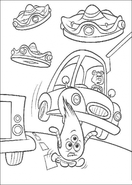 Aliens invaded the city coloring page image