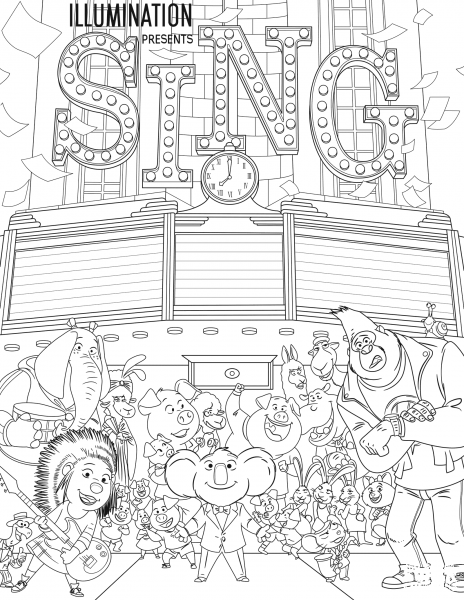All Characters from Sing coloring page image