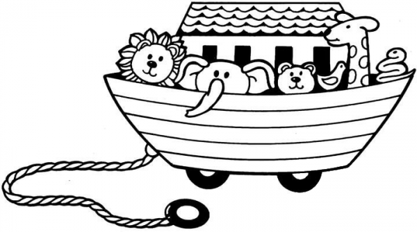 All The Toys In The Boat  coloring page image