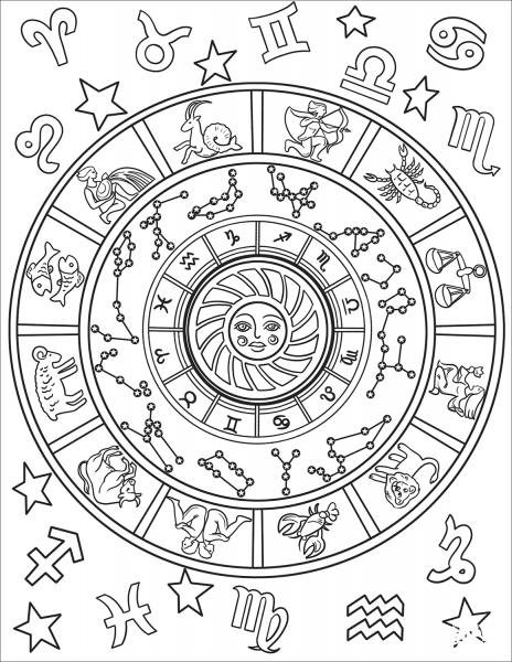 All Zodiac Signs coloring page image