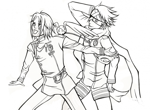 Allen Walker and Lavi from Manga D.Gray-Man  coloring page image