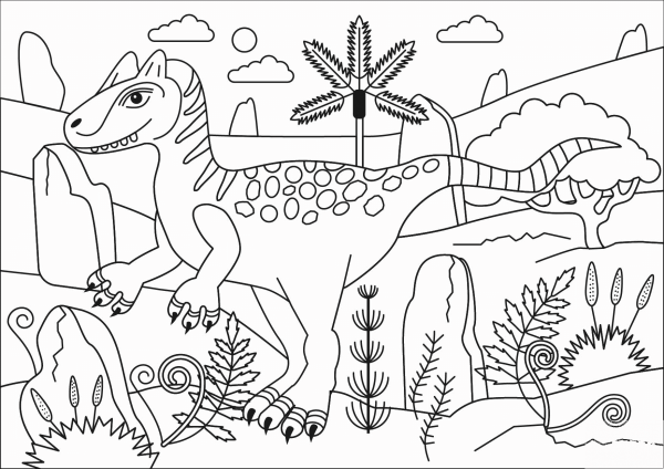 Allosaurus Theropod Dinosaur coloring page image