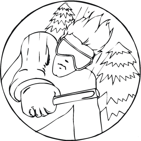 Alpine Skiing  coloring page image