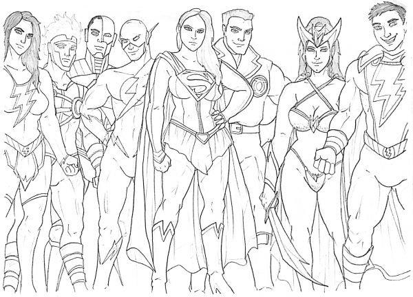 Alternate Justice League coloring page image