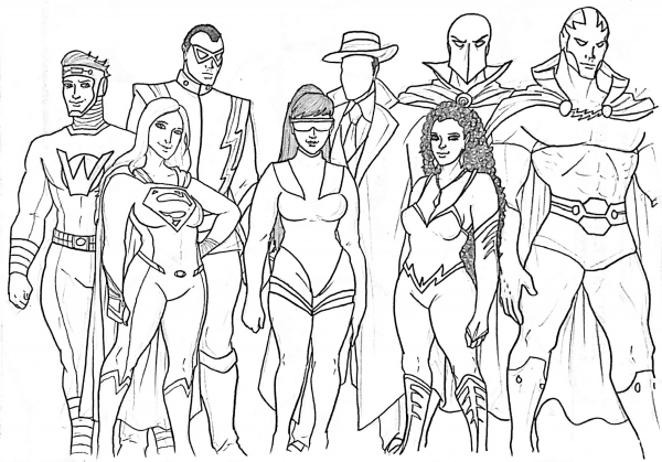 Alternate Justice League coloring page image