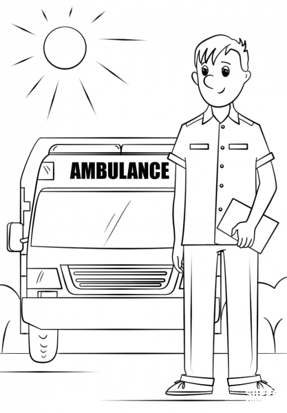 Ambulance Driver coloring page image