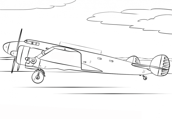 Amelia Earhart Airplane coloring page image