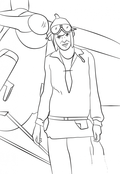 Amelia Earhart  coloring page image