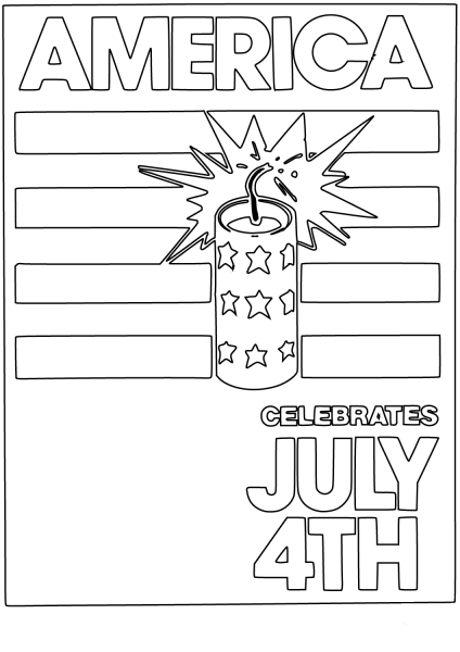America Celebrates July 4th coloring page image